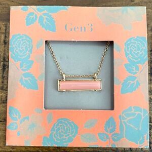 Gen3 - Stella - Pink Pendant Gold Bar Necklace - Brand New!